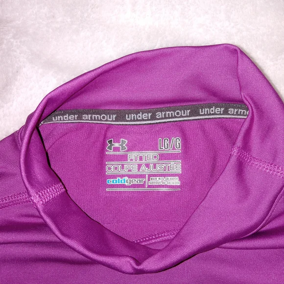 Under Armour Cold Gear Mock Neck Womens Fitted Shirt Size Large Purple - Picture 6 of 11